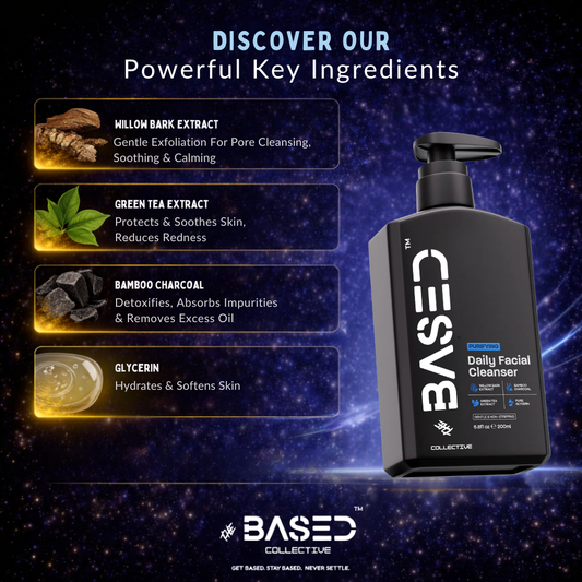 BASED - Purifying Daily Facial Cleanser with Willow Bark & Charcoal (200ml)