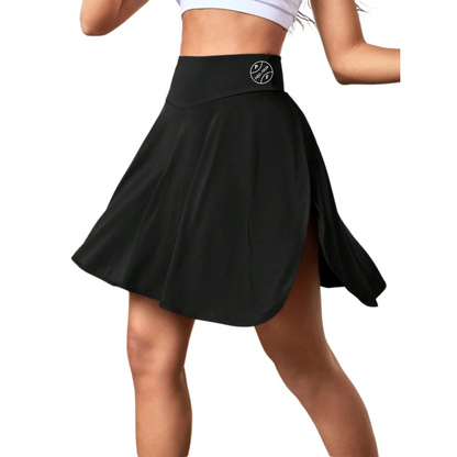 High-Waist Athletic Skort with Asymmetrical Hem and Phone Pocket