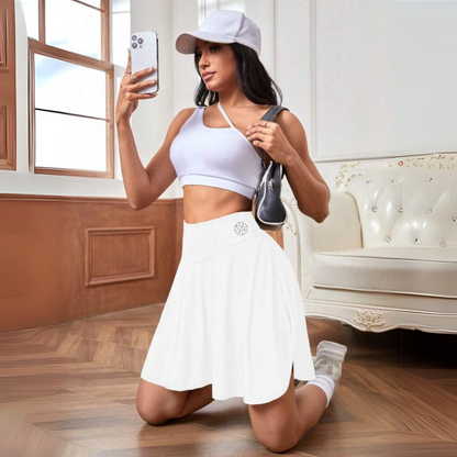 High-Waist Athletic Skort with Asymmetrical Hem and Phone Pocket